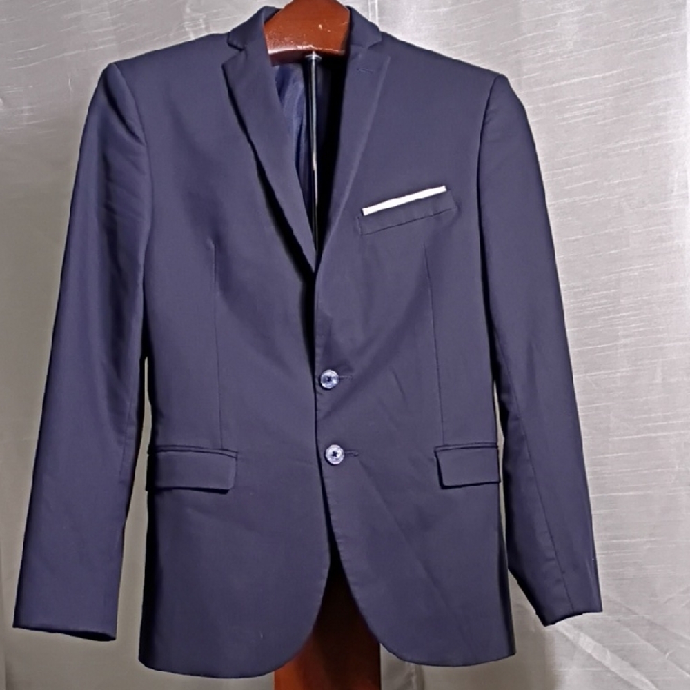 Zara Navy Men's Blazer with White Accent Size 36